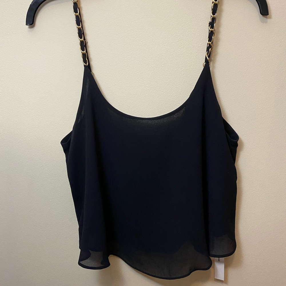Black Crop Top with Gold Chains